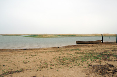 Sea shore beside dam, Kokaral Dam, Kazakhstan 2015
